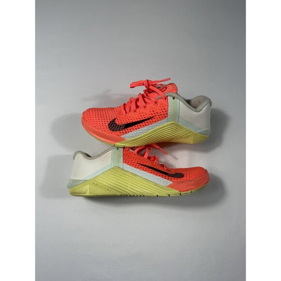 Nike Metcon 6 Training Shoes Womens Size 5.5 Orange Volt White Gym AT3160-800 - Picture 1 of 10